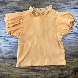 Janie and Jack Tan Puff Sleeved Top